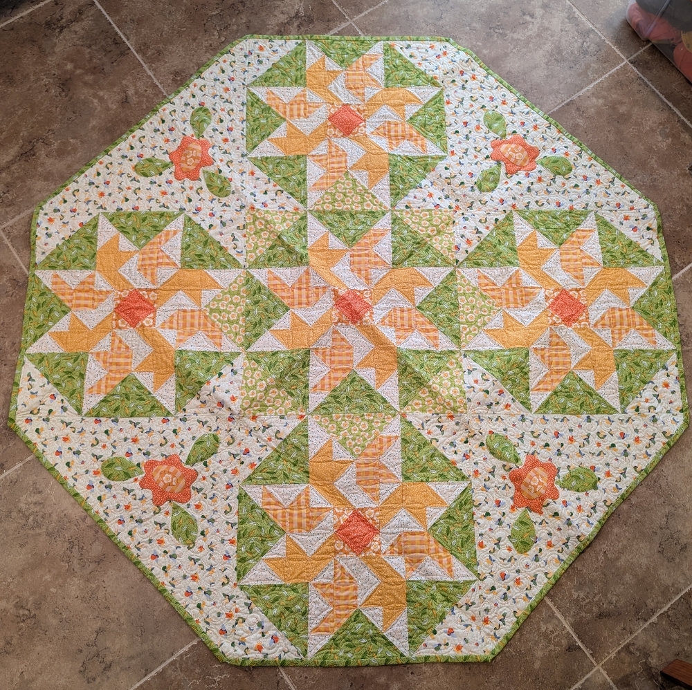Homemade quilted tablecloth